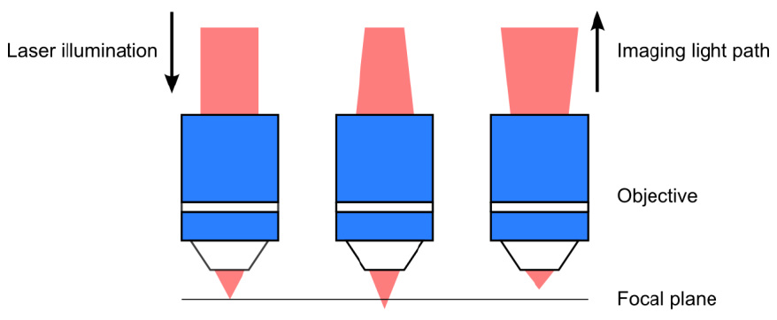 无限远校正物镜在成像过程中将平行光束聚焦到焦平面上的光点，反之亦然